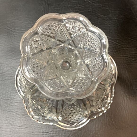 Cut Crystal Saw Tooth Edge Scalloped Wavy Rim Glass Serving Trinket Vanity Bowl - Picture 5 of 9